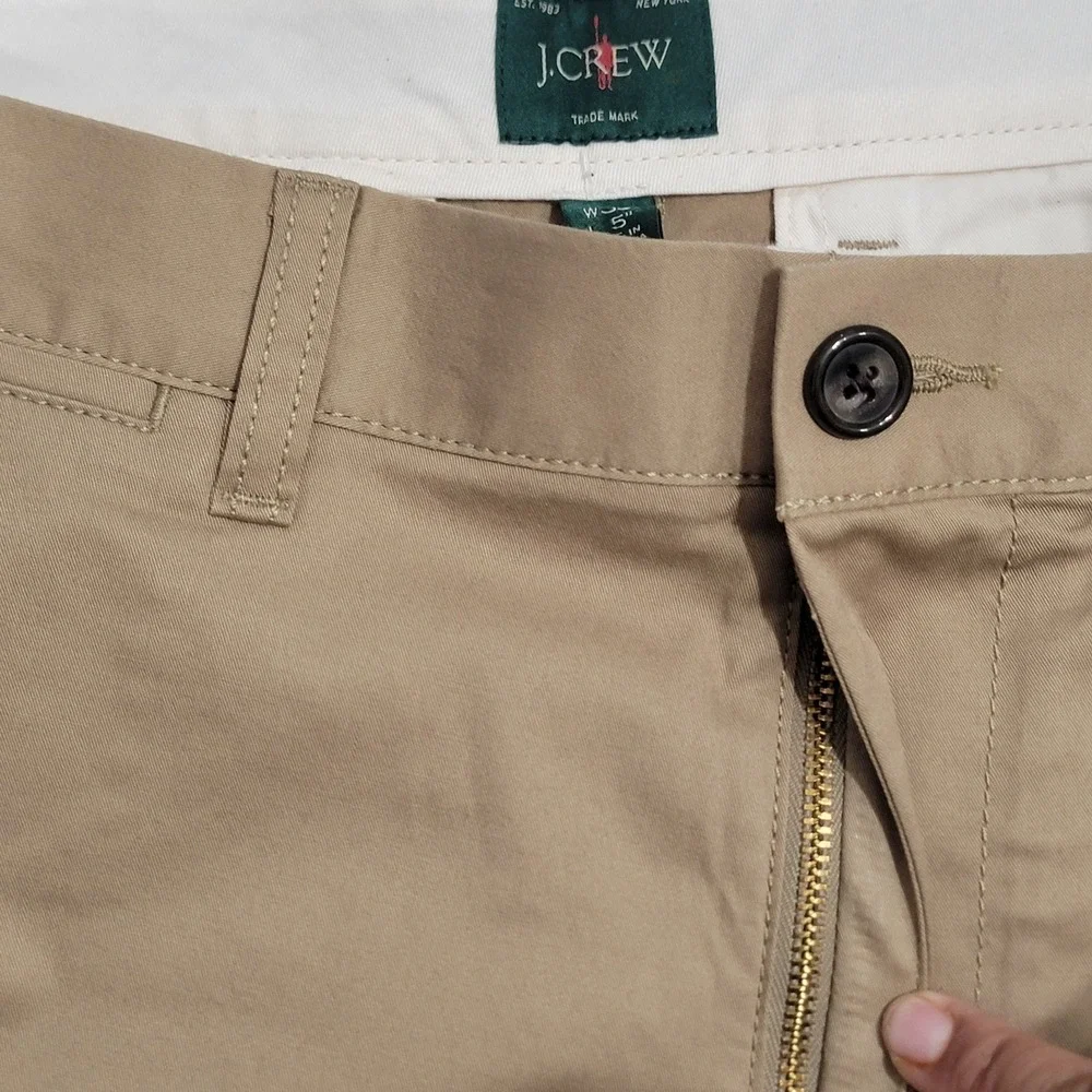 Vtg J. Crew Oarsman Mens Portsider Shorts 33 5" Inseam Khaki Tan Stretch Chino - Picture 8 of 9